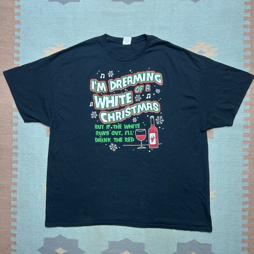 Vintage graphic t shirt dreaming of a white Christmas wine funny holiday 3XL